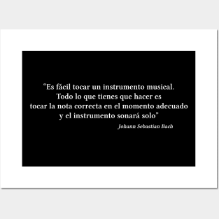 Bach quote | White | Es fácil tocar un instrumento musical Posters and Art